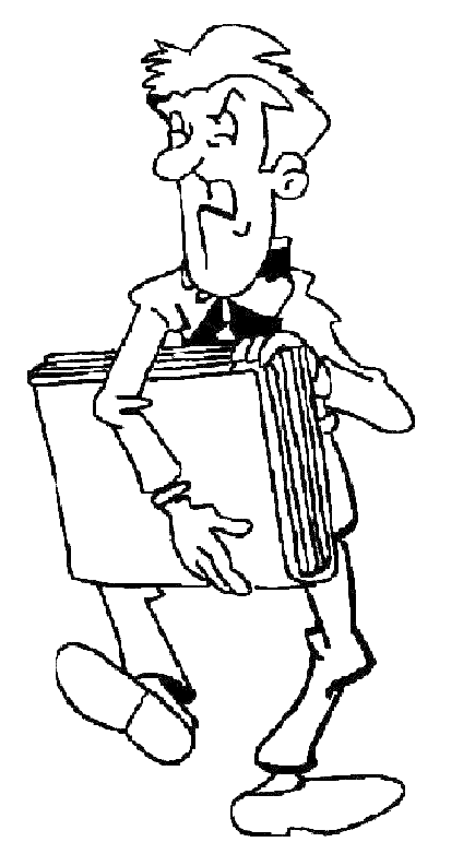 coloriage stan laurel avec un grand livre sous le bras